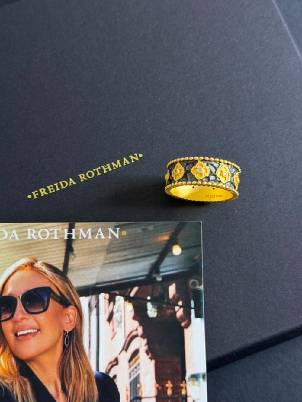 FREIDA ROTHMAN - Signature Clover Hammered Band Ring - Size 8
